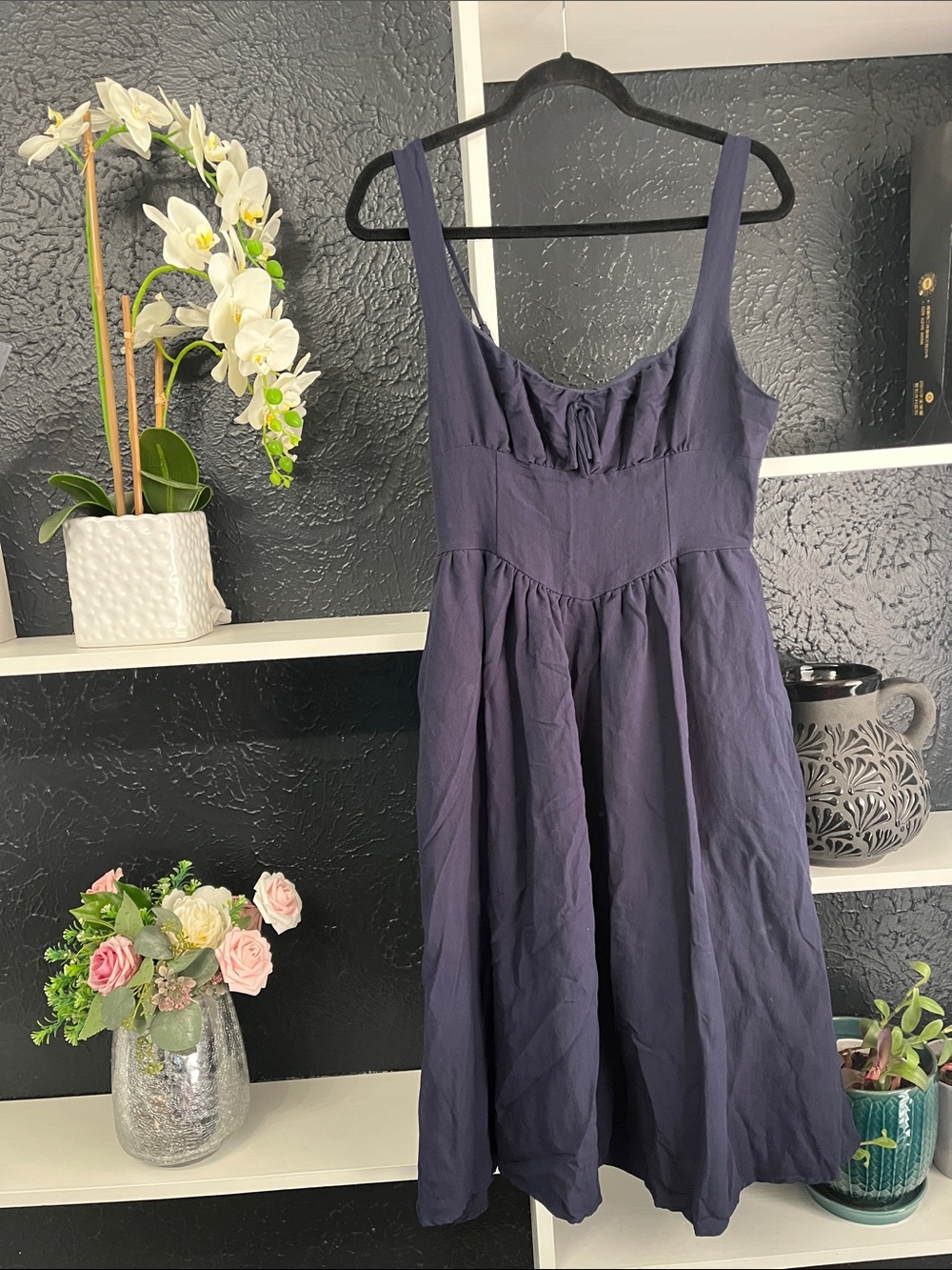 Sleeveless Navy Midi Dress - Classic Women's Summer Style